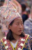 Hmong New Year. Portrait of a young Hmong woman in her New Year finery
