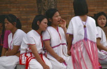 Group of Skaw Karen hill tribe girls at the Phae Gate