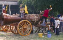 Cannon drum competition with drummer beating drum