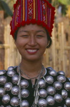 Portrait of a Jinghpaw woman in traditional attire