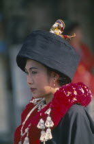 Portrait of a Iu Mien woman in traditional attire
