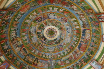 The rotunda dome of Ram Swami Temple decorated with scenes of Hindu Scripture
