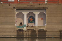 Shrine to the goddess Ganga on the Ganges River near Mir Ghat