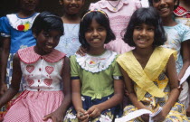Group of smiling orphan girls