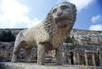 Temple of Apollo nymphaeum.  Stone statue of lion.