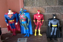 A lineup of Justice League action heroes. Superman  The Flash  Martian Manhunter and Batman from Mattel and DC Comics.