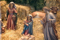 Nativity figures of the birth of Jesus in the manger.
