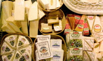 A selection of goat and feta cheese displayed at the Mississippi Market a natural foods co-op located at Dale and Selby in the regentrified inner city area.