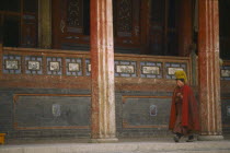 Calling monks to prayer at the Taer Lamasery one of the major lamaseries of the Gelugpa sect of Chinese Lamaism. Monastery of Lamas