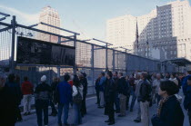 World Trade Center  crowds at Ground ZeroCentre WTC 9/11 American North America United States of America Holidaymakers Nine Tourism Tourist Northern Sightseeing Tourists