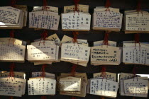 Prayers and wishes written on ema boards seeking blessing from the Gods