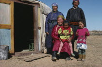 Family outside their Yurt  tent