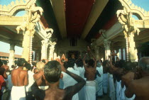 People worshipping at Tamil New Year celebrations