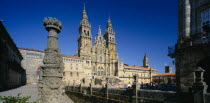Cathedral  exterior and twin spires.