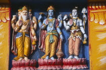 Coloured temple detail Hindu Gods Vishnu & Siva