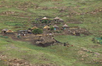 Basotho Homesteads on hillside.