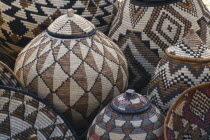 Baskets woven by Zulu women made from Lala Palm and coloured with juices from tree roots.