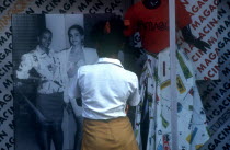 School girl standing at fashion shop window