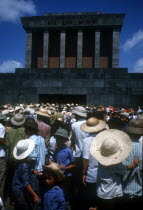 Pilgrims gathered outside Ho Chi Minh s Mausoleum to commemorate his birthday.