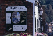 John Harveys Brewery sign on side of the brewery shop.