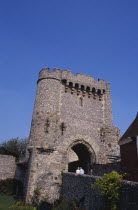 Lewes Castle. View of one of the semi octagonal towers.