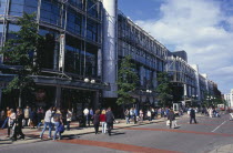 Castle Court Centre in Royal Avenue busy with shoppers.Bal Feirste Center Eire European Irish Northern Europe Republic Beal Feirste Blue Castillo Castello Clouds Cloud Sky Ireland Poblacht na hEirea...