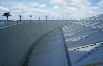 Rooftop view of the Library which has been resurrected on the site of the Bibliotheca Alexandrina with scripts of the worlds major civilizations engraved on the walls