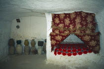 Berber home  interior room cut from rock