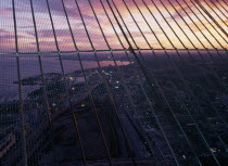 CANADA, Ontario, Toronto, View towards Niagara from the top of the CN Tower at sunset.