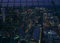 CANADA, Ontario,Toronto, Central Business District illuminated at night viewed from the CN Tower.