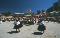 Taquile Island. Dancers in local costume take part in Island Festival