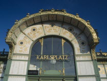 Karlsplatz Pavilion underground railway entrance by Otto WagnerAustrian European Osterreich Roundel Viena Western Europe Wien Pavillion