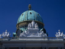Hofburg Royal Palace. St Michael Gate green dome seen from Michaeler Platz