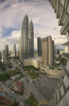 The Petronas Towers seen through a Fish eye lens
