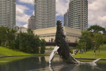 Whale sculpture in the landscaped gardens behind The Petronas Towers.