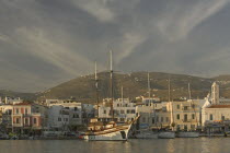 Yachts moored along the waterfront at Hora aka Tinos Town