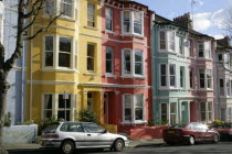 Brightly coloured Kemp Town terraced houses in Chesham Street