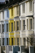 Brightly coloured terraced houses in Hanover area