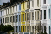Brightly coloured terraced houses in Hanover area