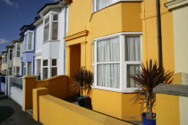 Brightly coloured terraced houses in Hanover area