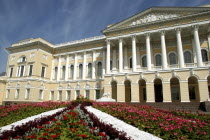 Mikhailovsky Palace now the Russian Museum with flowerbeds in the foreground