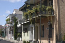 French Quarter. Pastel coloured architecture with ironwork balconies