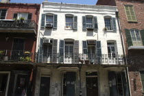 French Quarter. Typical architecture with ironwork balconies and shuttered windows