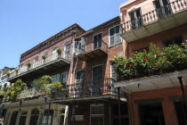 French Quarter. Typical architecture with ironwork balconies