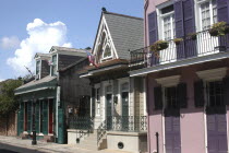 French Quarter. View along row of pastel coloured houses