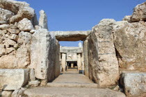 View along passage way of the temple constructed of huge limestone slabs dating from circa 3000BC