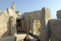 Ruined chamber of the temple constructed of huge limestone slabs dating from circa 3000BC