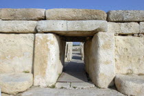 Huge limestone slab entrance way of the temple dating from circa 3000BC