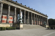 Old Museum columned facade with statues either side of the steps