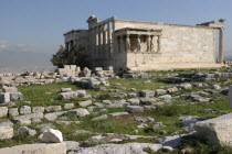 Acropolis. Southern side of the Erechtheion with the Caryatids statues